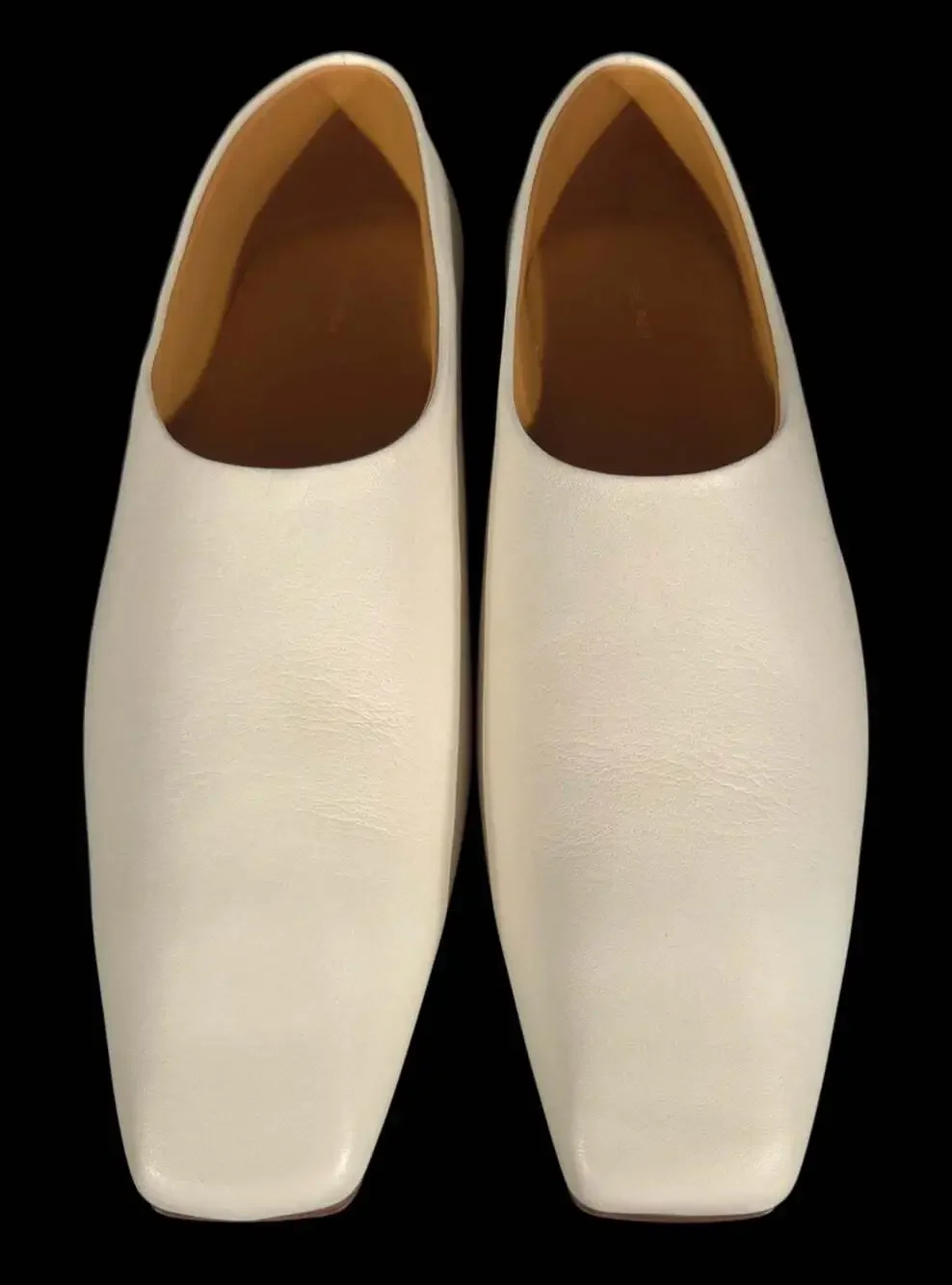 The Row Square Toe Pump US 9 EU 39 Off White Leather Flat Ballet Slipper $990
